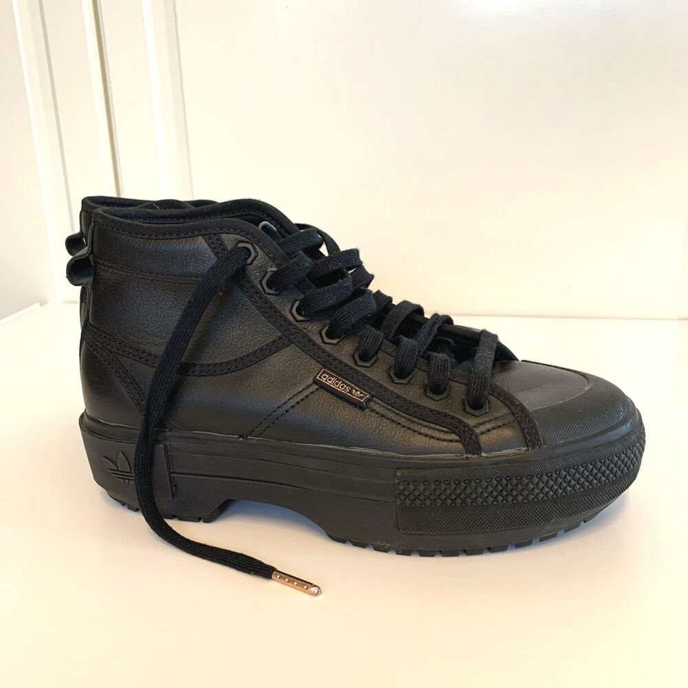 Adidas Nizza Trek Originals Black/Rose Gold Platform High Top Sneakers Womens 7